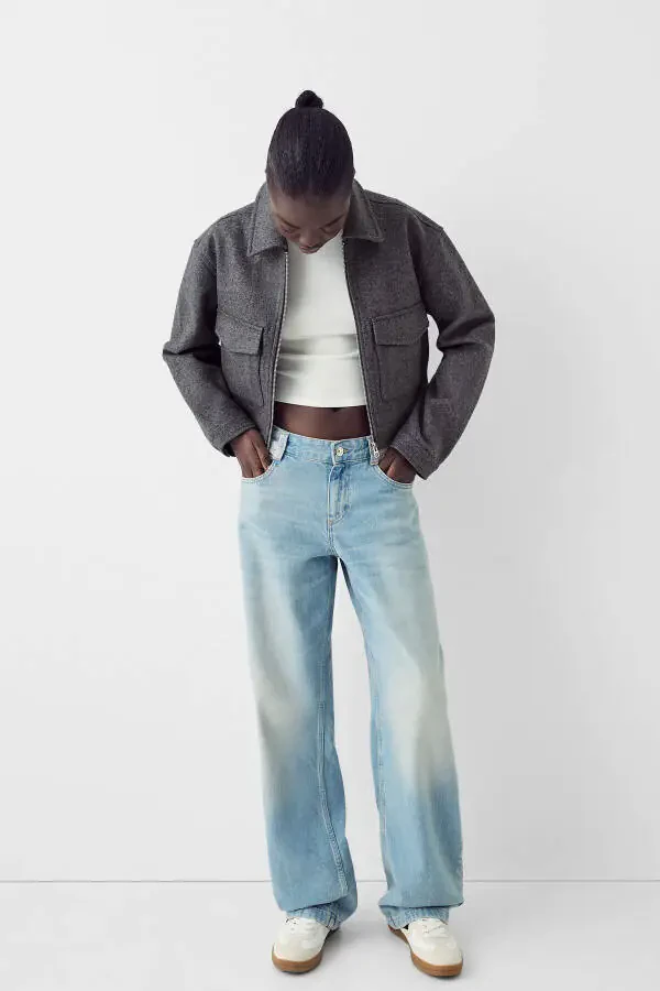 Yumuşak crop ceket-Koyu gri - 5