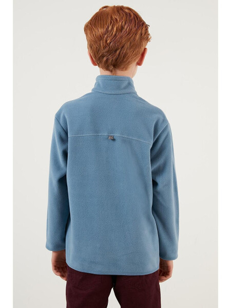 Mavi Yumuşak Dokulu Fermuarlı Dik Yaka Şardonlu Kışlık Polar 5905002-Mavi - 19