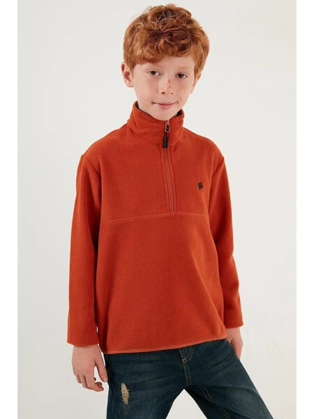 Turuncu Yumuşak Dokulu Fermuarlı Dik Yaka Şardonlu Kışlık Polar 5905002-Turuncu - LC WAIKIKI (1)