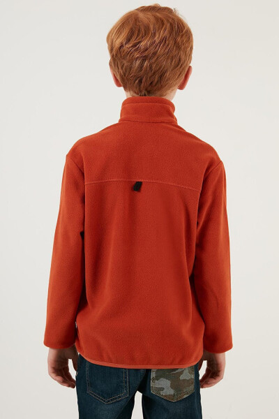 Turuncu Yumuşak Dokulu Fermuarlı Dik Yaka Şardonlu Kışlık Polar 5905002-Turuncu - 29