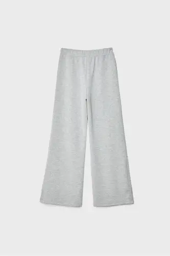 Yumuşak Dokulu Geniş Paça Nervürlü Pantolon-Açık gri - 7