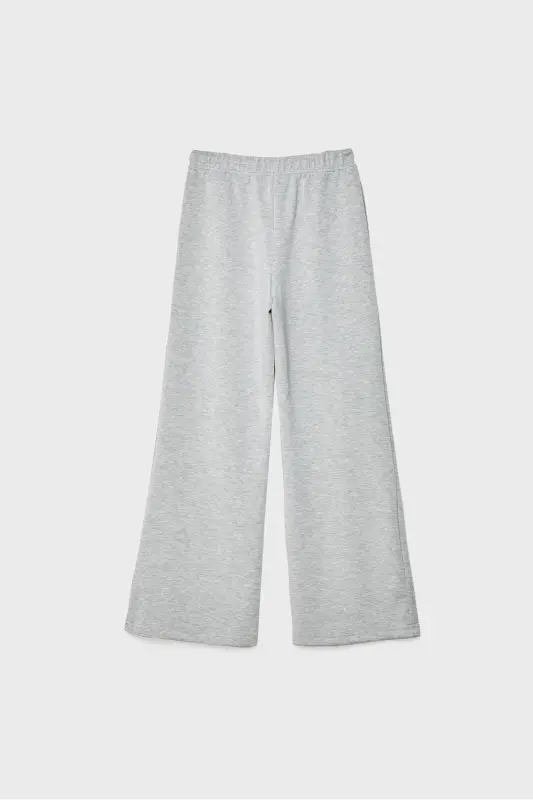 Yumuşak Dokulu Geniş Paça Nervürlü Pantolon-Açık gri - 7