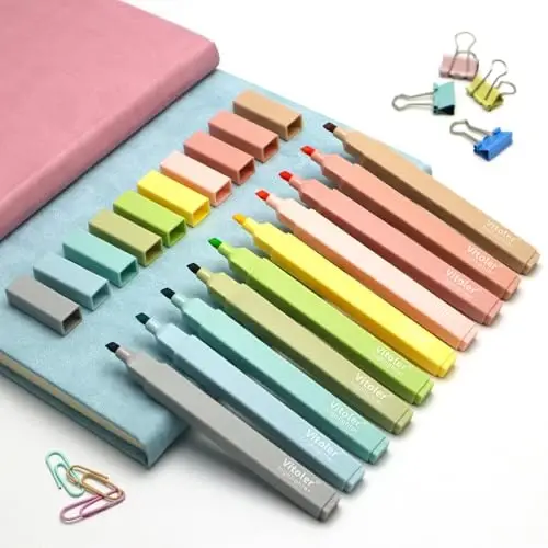 Vitoler Bible Highlighters with Soft Chisel Tip,10Pcs,Aesthetic No Bleed Dry Fast Easy to Hold, Bible Highlighters,Cute Highlighter for School Office Supplies - 5