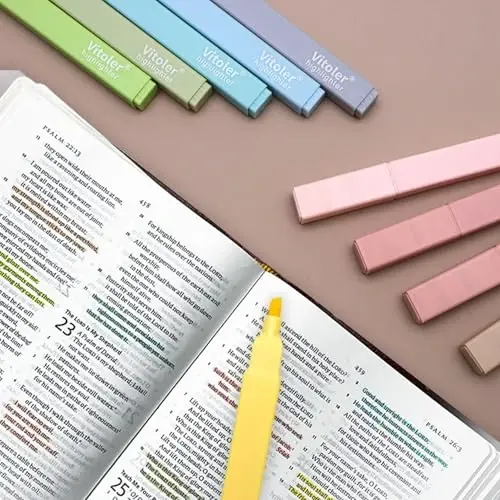 Vitoler Bible Highlighters with Soft Chisel Tip,10Pcs,Aesthetic No Bleed Dry Fast Easy to Hold, Bible Highlighters,Cute Highlighter for School Office Supplies - 7