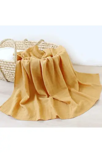 Soft Organik Pamuk Tek Kat Müslin Kundak Örtüsü Bebek Batteniyesi Sarı Renk 110x110 Cm - sarı - 2