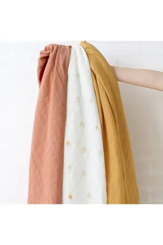Soft Organik Pamuk Tek Kat Müslin Kundak Örtüsü Bebek Batteniyesi Sarı Renk 110x110 Cm - sarı - 6