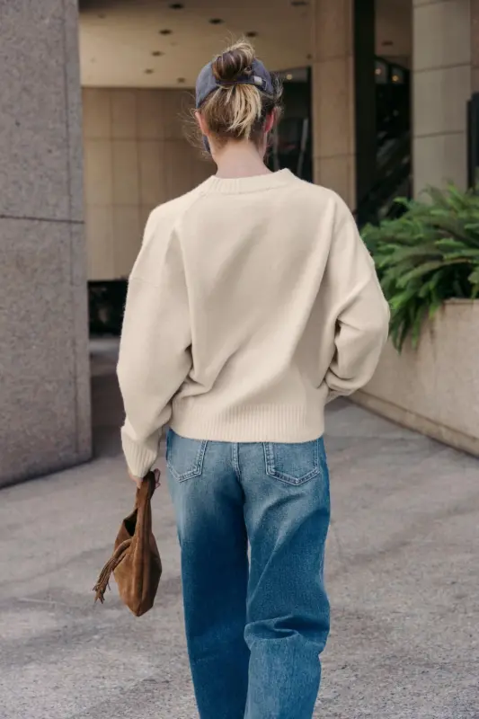 YUMUŞAK TRİKO KAZAK-Ekru - 4