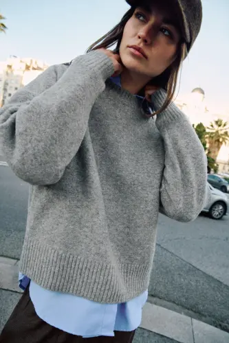 YUMUŞAK TRİKO KAZAK-Gri marn - ZARA (1)