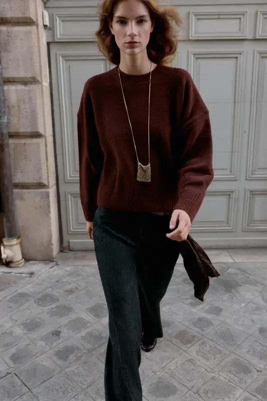 YUMUŞAK TRİKO KAZAK-Şarap rengi - 2