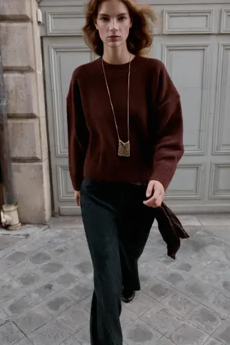 YUMUŞAK TRİKO KAZAK-Şarap rengi - 2