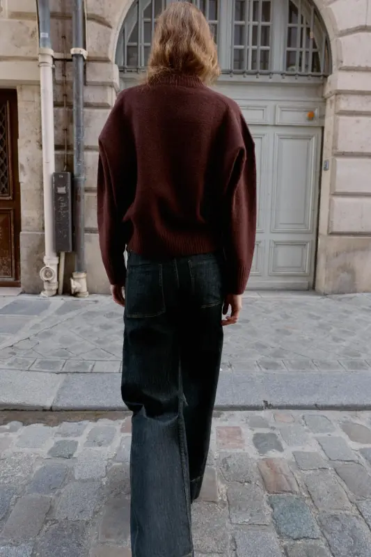 YUMUŞAK TRİKO KAZAK-Şarap rengi - 4