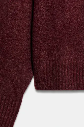 YUMUŞAK TRİKO KAZAK-Şarap rengi - 8