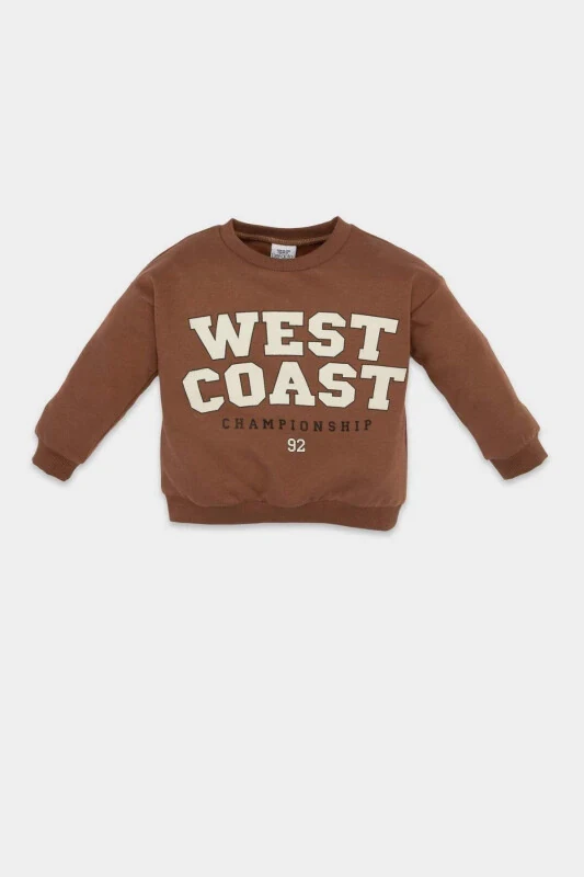 Erkek Bebek Bisiklet Yaka Baskılı İçi Yumuşak Tüylü Sweatshirt D0700A524AU - DEFACTO