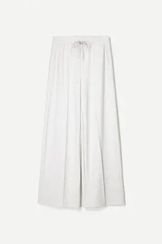 Yumuşak wide leg pantolon-Gri - 2