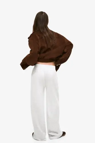 Yumuşak wide leg pantolon-Gri - 3