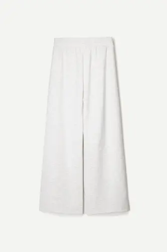 Yumuşak wide leg pantolon-Gri - 8