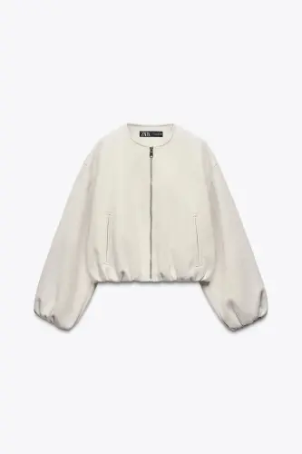 YUMUŞOQ BOMBER KURTKA-Ekru - 7