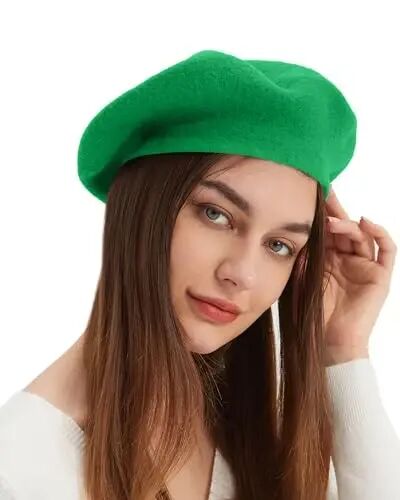 Wool Beret Hat French Beret Cap Winter Artist Painter Hat Solid Color for Women - 3