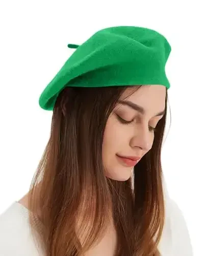 Wool Beret Hat French Beret Cap Winter Artist Painter Hat Solid Color for Women - 1