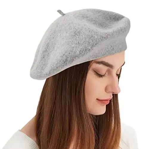 Wool Beret Hat French Beret Cap Winter Artist Painter Hat Solid Color for Women - 2