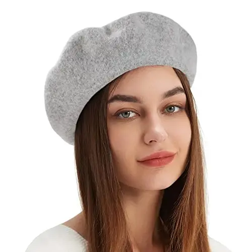 Wool Beret Hat French Beret Cap Winter Artist Painter Hat Solid Color for Women - 1