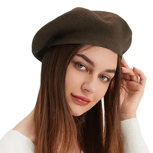Wool Beret Hat French Beret Cap Winter Artist Painter Hat Solid Color for Women - WOOL (1)
