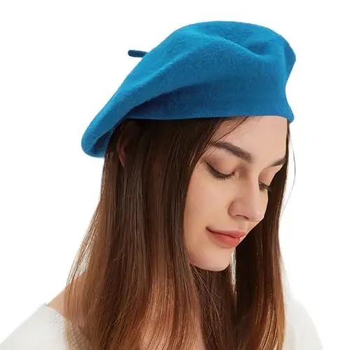 Wool Beret Hat French Beret Cap Winter Artist Painter Hat Solid Color for Women - 2