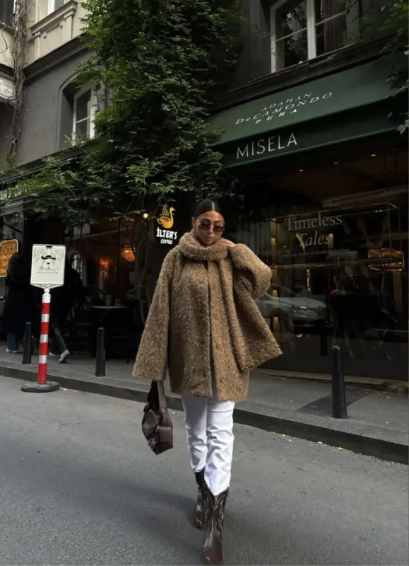 Yün Cıkartılabilen Atkılı ,Kaban İkili Takım- Kahve - 4