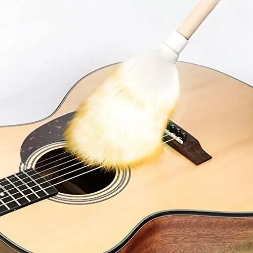 Wool Lambswool Cleaning Brush Duster,Wood Handle,Hanging Rope,Anti-Static,Comfortable Grips, for Piano,Guitar and Other Stringed Instruments and Office, Home and Car etc - 3