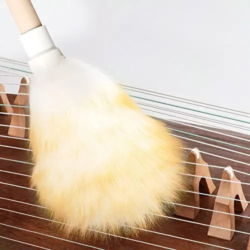 Wool Lambswool Cleaning Brush Duster,Wood Handle,Hanging Rope,Anti-Static,Comfortable Grips, for Piano,Guitar and Other Stringed Instruments and Office, Home and Car etc - 4