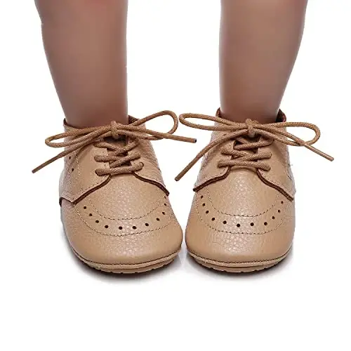 Greceen Infant Baby Boys Girls Leather Loafers Comfort Oxford Dress Wedding Shoes First Walker Outdoor Shoes Crib Shoes - 4