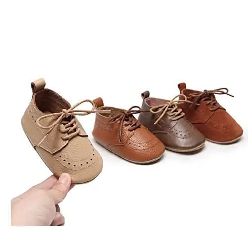 Greceen Infant Baby Boys Girls Leather Loafers Comfort Oxford Dress Wedding Shoes First Walker Outdoor Shoes Crib Shoes - 5