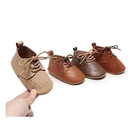 Greceen Infant Baby Boys Girls Leather Loafers Comfort Oxford Dress Wedding Shoes First Walker Outdoor Shoes Crib Shoes - 5
