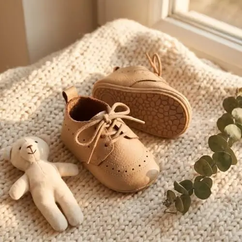 Greceen Infant Baby Boys Girls Leather Loafers Comfort Oxford Dress Wedding Shoes First Walker Outdoor Shoes Crib Shoes - 2