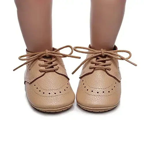 Greceen Infant Baby Boys Girls Leather Loafers Comfort Oxford Dress Wedding Shoes First Walker Outdoor Shoes Crib Shoes - 4