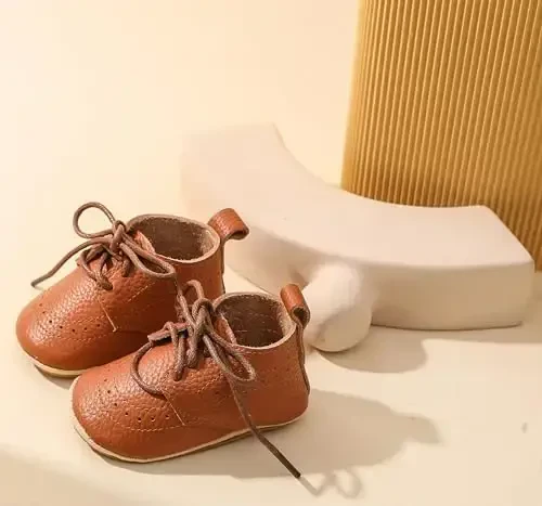 Greceen Infant Baby Boys Girls Leather Loafers Comfort Oxford Dress Wedding Shoes First Walker Outdoor Shoes Crib Shoes - 3
