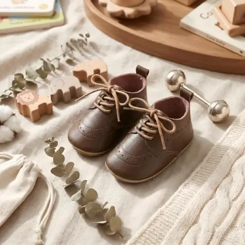 Greceen Infant Baby Boys Girls Leather Loafers Comfort Oxford Dress Wedding Shoes First Walker Outdoor Shoes Crib Shoes - 4