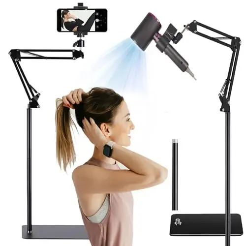 Hair Dryer Stand Hands Free 360 Rotate Hair Dryer Holder Stand Floor, Hands Free Blow Dryer Stand Clip Suitable for 99% - 5
