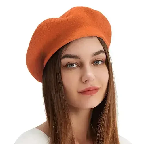 Wool Beret Hat French Beret Cap Winter Artist Painter Hat Solid Color for Women - WOOL