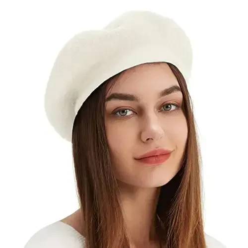 Wool Beret Hat French Beret Cap Winter Artist Painter Hat Solid Color for Women - 1