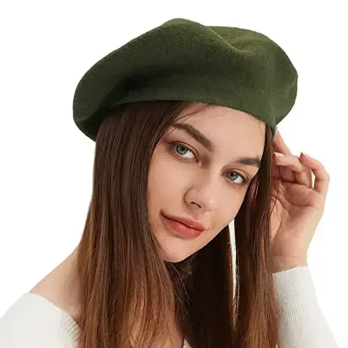Wool Beret Hat French Beret Cap Winter Artist Painter Hat Solid Color for Women - 1