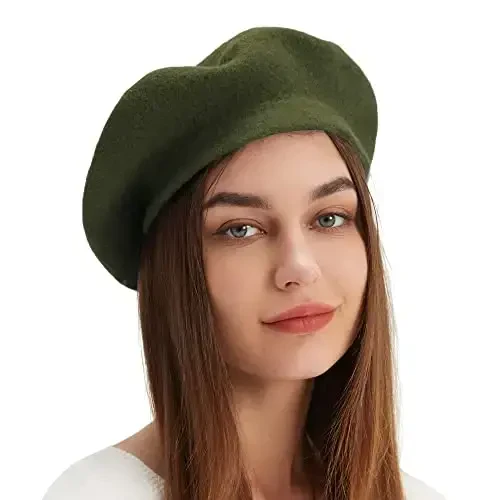 Wool Beret Hat French Beret Cap Winter Artist Painter Hat Solid Color for Women - 3