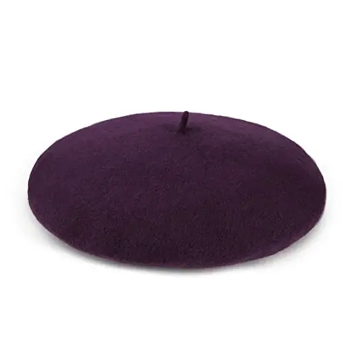 Wool Beret Hat French Beret Cap Winter Artist Painter Hat Solid Color for Women - 4