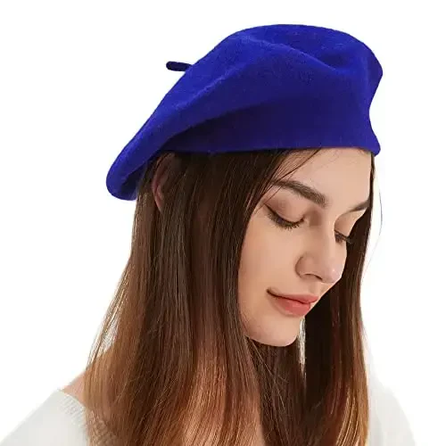 Wool Beret Hat French Beret Cap Winter Artist Painter Hat Solid Color for Women - 3