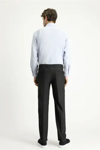6 Drop Regular Fit Standart Kesim Yünlü Klasik Kumaş Pantolon - KOYU FÜME - 4