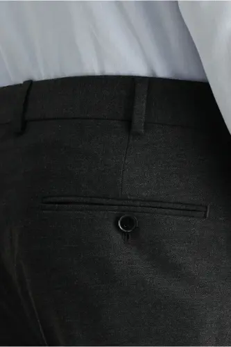 6 Drop Regular Fit Standart Kesim Yünlü Klasik Kumaş Pantolon - KOYU FÜME - 5