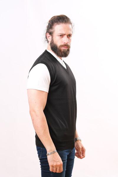 Yünlü Kolsuz Triko Süveter - Siyah-Siyah - ÇUKUROVA (1)