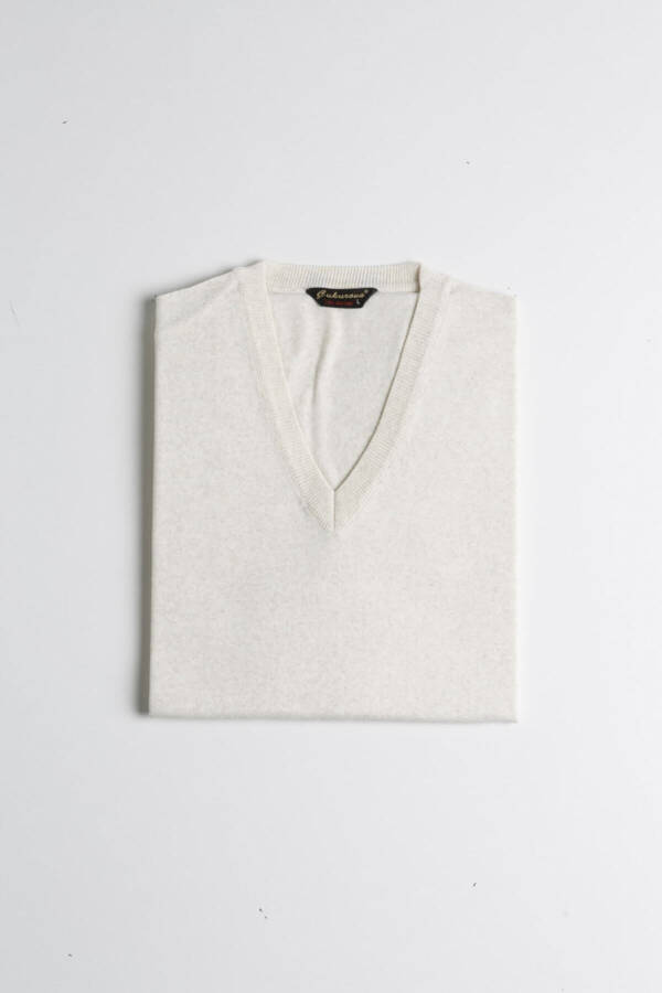 Yünlü Kolsuz Triko Süveter - Taş - Kemik-Taş - 2