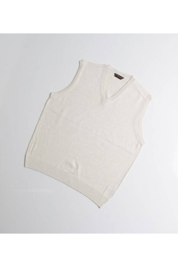 Yünlü Kolsuz Triko Süveter - Taş - Kemik-Taş - 3