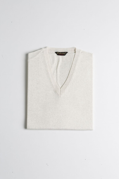 Yünlü Kolsuz Triko Süveter - Taş - Kemik-Taş 